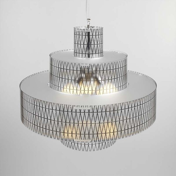 Lampadario a sospensione diametro 70xh60 cm Babilonia con Paralume in policarbonato antiriflesso nero