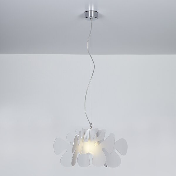 Lampada a Sospensione 73x73h40 cm Aralia in metacrilato Versione Big Peso 2.9 kg 30W Bianco Satinato