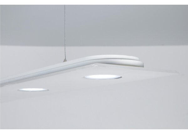 Sospensione rettangolare da soffitto in metacrilato 3 Luci a distanza costante DOMINO 90x20xh6,5 cm bicolore bianco trasparente