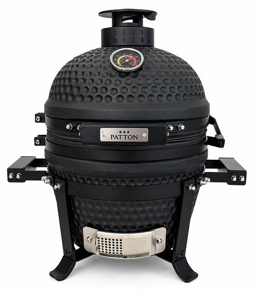 PATTON Kamado Grill Barbecue a carbonella "PREMIUM", griglia Ø27cm, nero opaco