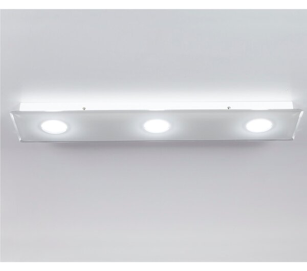 Plafoniera da soffitto Quadrata 3 Luci In Cristallo acrilico 92x22xh6,5 cm IP 20 - Attacco GX 53-1 bicolore bianco trasparente