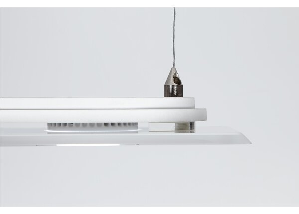 Sospensione rettangolare da soffitto in metacrilato 2 Luci DOMINO 60x20xh6,5 cm bicolore bianco trasparente