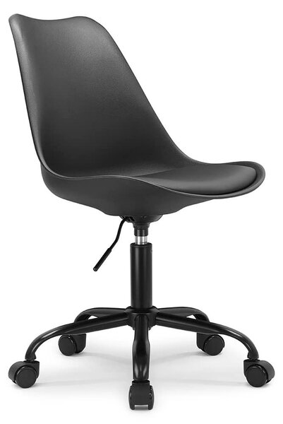 Sedia da ufficio scandinava, regolabile in altezza, nera, con rotelle