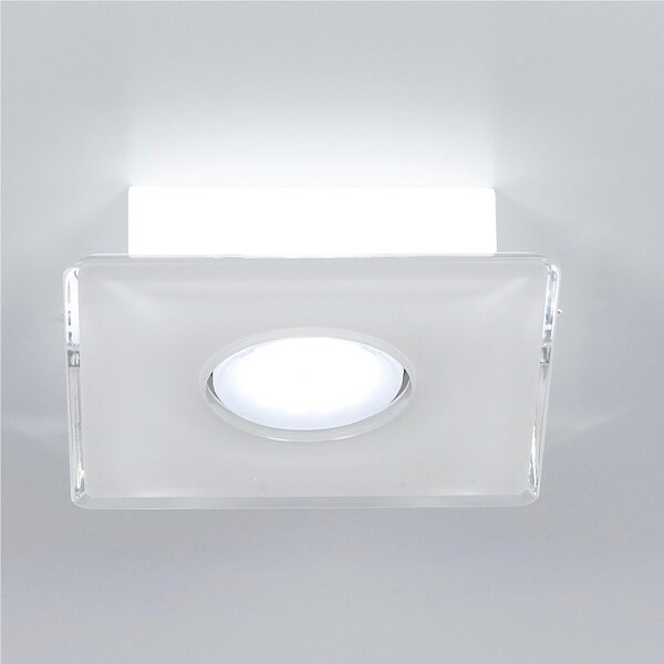 Plafoniera da soffitto Quadrata 1 Luce 22x22xh8 cm bicolore bianco trasparente