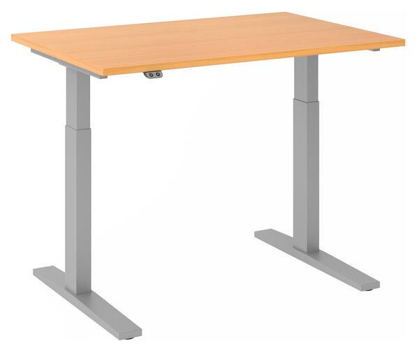 Scrivania regolabile in altezza XMKA | 2 motori | 120-180 cm | elettrica | faggio, colore struttura:argento, dimensioni piano d'appoggio:120 x 80 cm