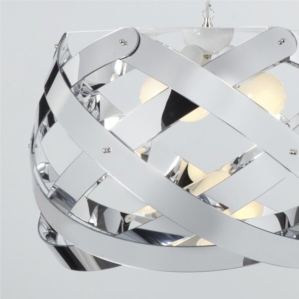 Lampadario a sospensione 3 Luci NUCLEA BIG �67xh38cm Supporto in Metallo Paralume in metacrilato Grigio cromo