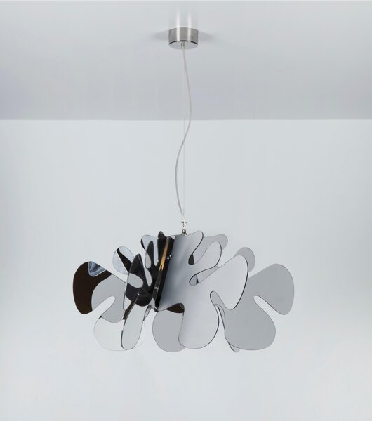 Lampada a Sospensione 55x55h32 cm Aralia in metacrilato Versione Piccola Peso 2.4 kg 30W cromo