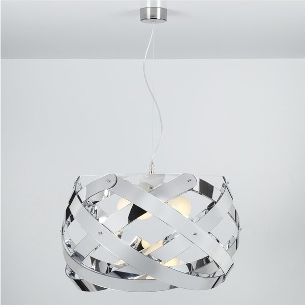 Lampadario a sospensione 3 Luci NUCLEA BIG �67xh38cm Supporto in Metallo Paralume in metacrilato Grigio cromo