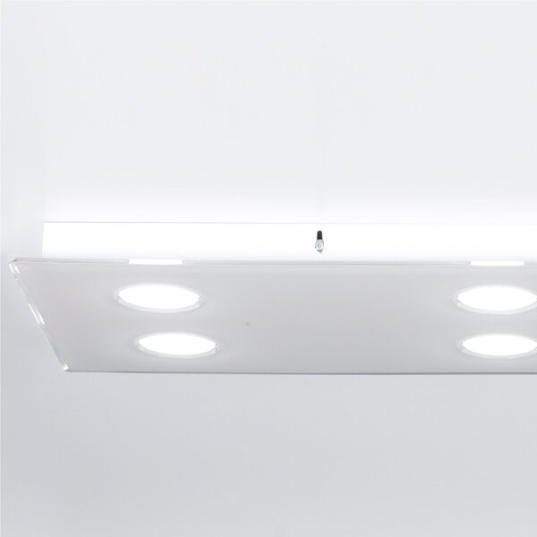 Plafoniera quadrata da soffitto in metacrilato 8 Luci DOMINO 120x35xh16,5 cm bicolore bianco trasparente