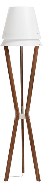 Lampada da TERRA Struttura in legno massello di Mogano Lucio � 43xh 175 cm - 5,2 kG Paralume in Sandylex bianco bianco