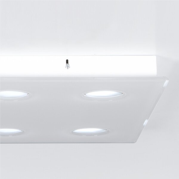 Plafoniera Quadrata 6 Luci 60x60xh10 cm bicolore bianco trasparente