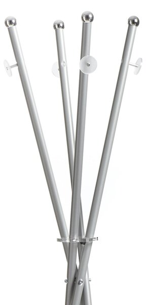 Appendiabiti richiudibile diametro 40xh180 cm Ikebana in metallo verniciato con polveri epossidiche Alluminio, pomelli bianco satinato