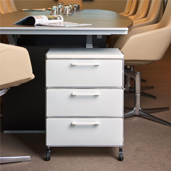 Cassettiera con ruote 44x35x57 cm Isotta 3 Cassetti portata max 20 kg Bianco
