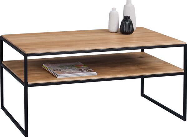 Tavolino Mika 2 marrone - Rovere selvatico massiccio, metallo - 90x45x60cm