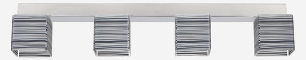 Plafoniera Barra dasoffitto DECODADO 86x11xh16 cm paralume in metacrilato 4 luci supporto in acciaio inox Satinato