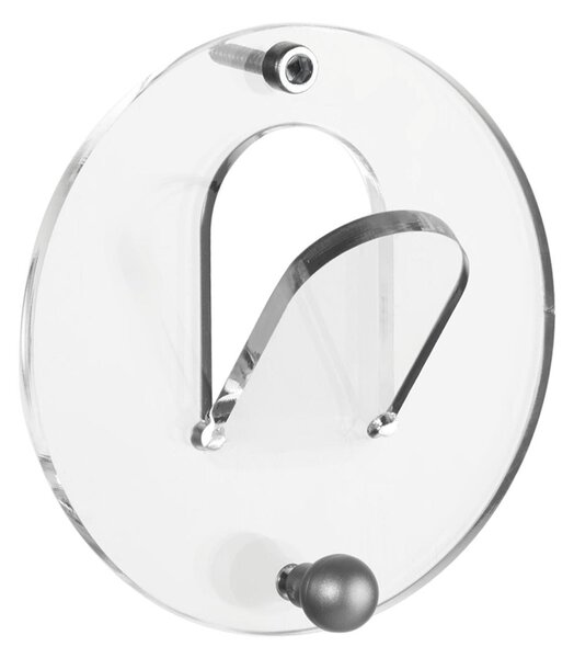 Appendiabiti in metacrilato circolare con gancio in metallo OBLO �12 cm corredato da stop per il fissaggio Colore Trasparente