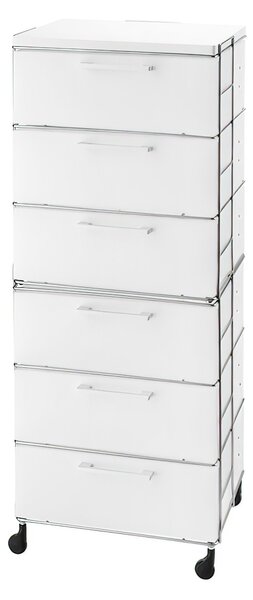 Cassettiera con ruote 44x35xh112 cm Isotta 6 Cassetti portata max 20 kg Bianco