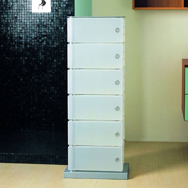 Scarpiera Cassettiera 41x25.5xh104 cm contenitore Fluida 6 Cassetti Bianca