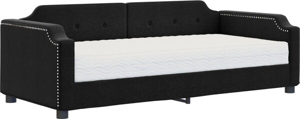 VidaXL Divano letto con materasso Nero 80x200 cm Tessuto