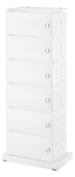Scarpiera Cassettiera Multiuso in Polypropylene FLUIDA Bianco Dimensioni 41x25.5xh104 cm contenitore 6 Cassetti
