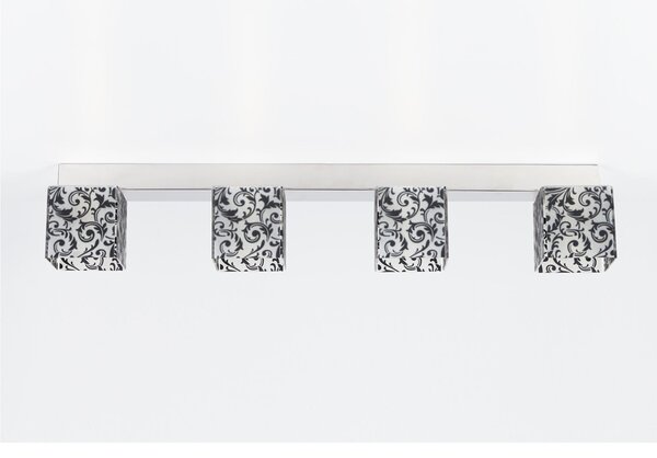 Plafoniera Barra dasoffitto DECODADO 86x11xh16 cm paralume in metacrilato 4 luci supporto in acciaio inox Satinato