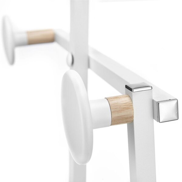 Appendiabiti estensibile richiudibile min 24 cm max 54 cm XDUE in alluminio bianco e particolari in legno legno