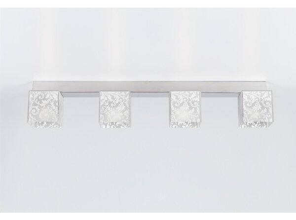 Plafoniera Barra dasoffitto DECODADO 86x11xh16 cm paralume in metacrilato 4 luci supporto in acciaio inox Satinato