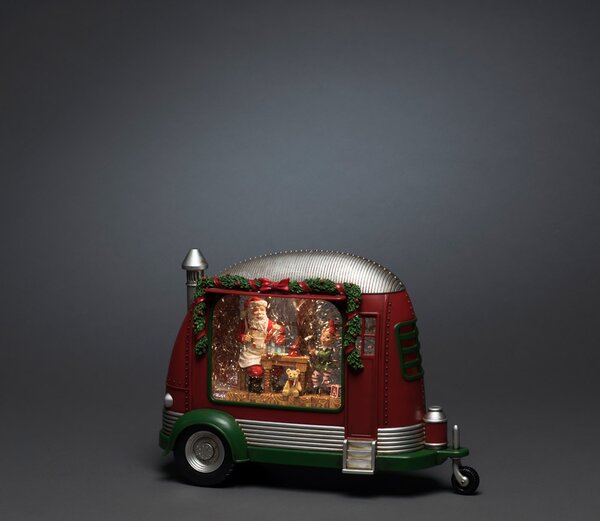 Konstsmide - LED "Karavan", a liquido, Babbo Natale che ripara i giocattoli, con interruttore on/off, timer da 5 ore, abbinabile ai modelli 4384-550 e 4385-900, rosso, alimentato a batterie, per interni, 1 LED bianco caldo - 4386-550