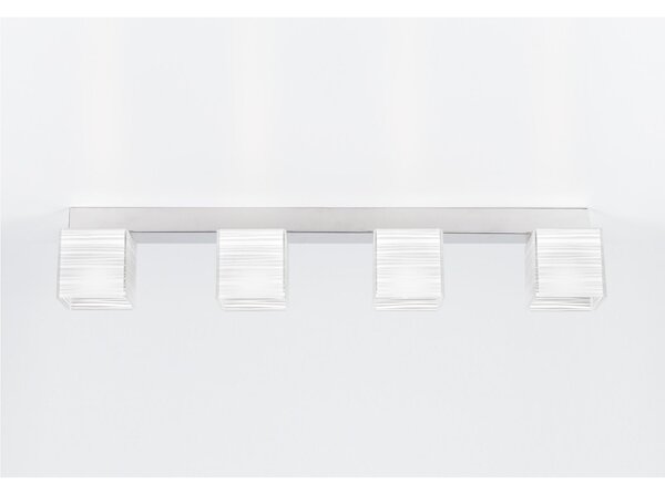 Plafoniera Barra dasoffitto DECODADO 86x11xh16 cm paralume in metacrilato 4 luci supporto in acciaio inox Satinato