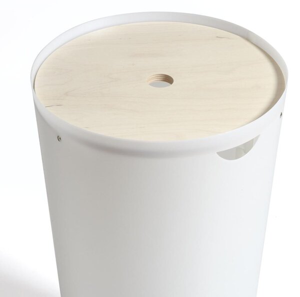Portabiancheria Contenitore CONICO contenitore in polipropilene Dimensioni �38 h60 cm coperchio in legno Bianco perla