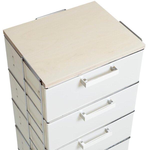 Cassettiera Isotta Wood 3 cassetti 41x35xh57 in polipropilente bianco Perla Top in Legno