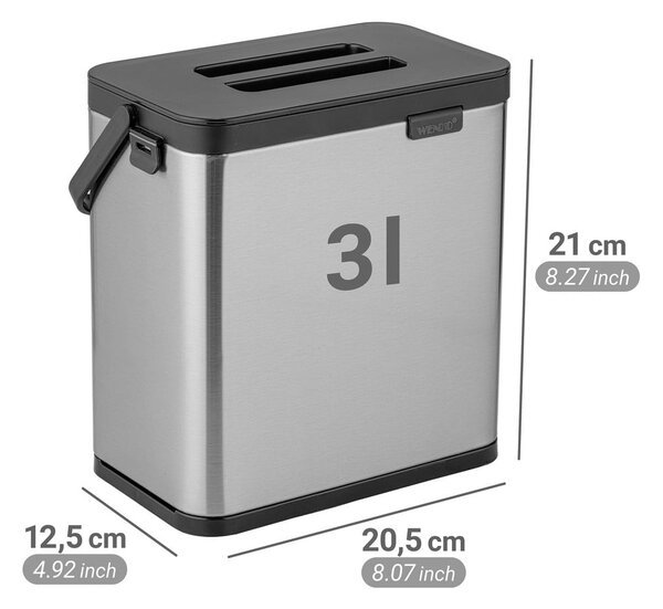 Bidone per l'umido color argento opaco 3 l Colin – Wenko