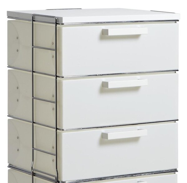 Cassettiera Isotta White 6 cassetti 41x35xh106 in polipropilente bianco Perla Top in MDF