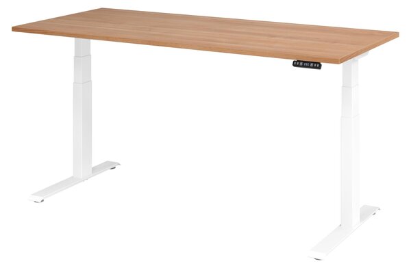 Scrivania regolabile in altezza XDKB | 2 motori | 120 - 180 cm | elettrica, dimensioni piano:180 x 80 cm, colore piano:noce, colore struttura:bianco