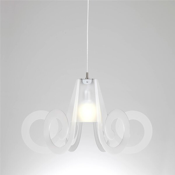 Lampada a sospensione in Cristallo acrilico RICCIOLO �75xh43 cm da soffitto con 5 riccioli in metacrilato Colore Satinato