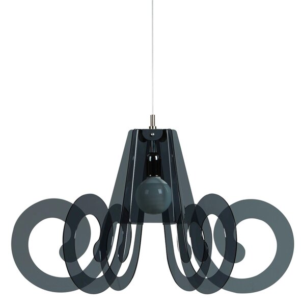 Lampada a sospensione RICCIOLO �75xh43 cm da soffitto con 5 riccioli in metacrilato Colore Fum� Trasparente