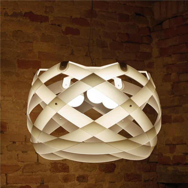 Lampadario a sospensione 3 Luci NUCLEA BIG �67xh38cm Supporto in Metallo paralume in opalino bianco