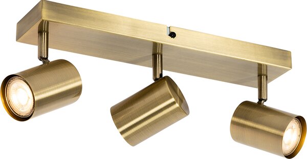 QAZQA - Plafoniera moderna I lampada da soffitto I lampada I apparecchio d'illuminazione bronzo 3 faretti orientabili rettangolari - Jeana I soggiorno I camera da letto - acciaio rettangolare - LED adatto GU10