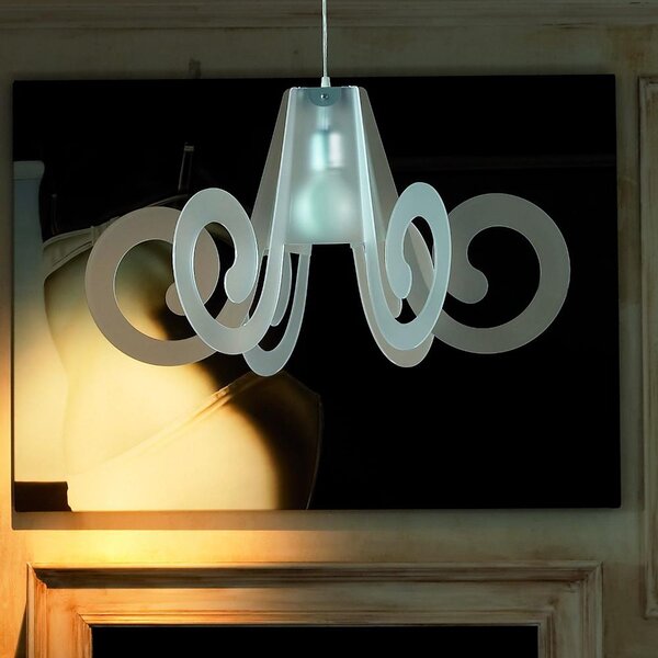 Lampada a sospensione in Cristallo acrilico RICCIOLO �75xh43 cm da soffitto con 5 riccioli in metacrilato Colore Satinato
