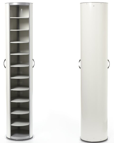 Scarpiera In Metallo Bianco laccato Lucido 40x40xh173 cm MetalPop 10 Ripiani estraibili peso 17 kg Made In Italy