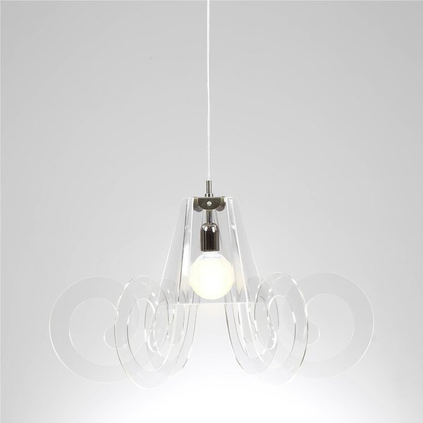 Lampada a sospensione RICCIOLO �75xh43 cm da soffitto con 5 riccioli in metacrilato Colore Trasparente