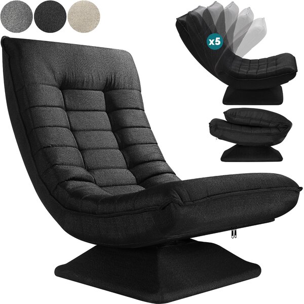 Casaria® Poltrona Relax da Lettura con Schienale Regolabile 360° Pieghevole Portata 150kg 60x105x87cm Sedia da Pavimento Imbottita Salotto Gaming