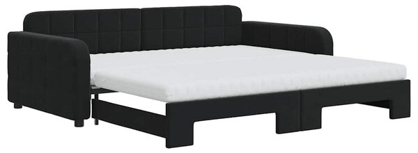 VidaXL Divano letto estraibile con materasso Nero 100x200 cm Velluto