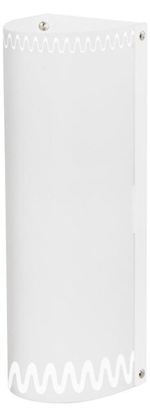 Applique da muro a 2 Luci in polipropilene opalino RICCIONE 10xh29 cm - peso 0.9 kg con paralume decorato texture bianco