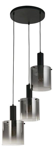 Lampada a sospensione in vetro fumé metallo E27 P: 42 cm H: max. 150 cm nero fumé grigio 3 luci rotonde design retrò