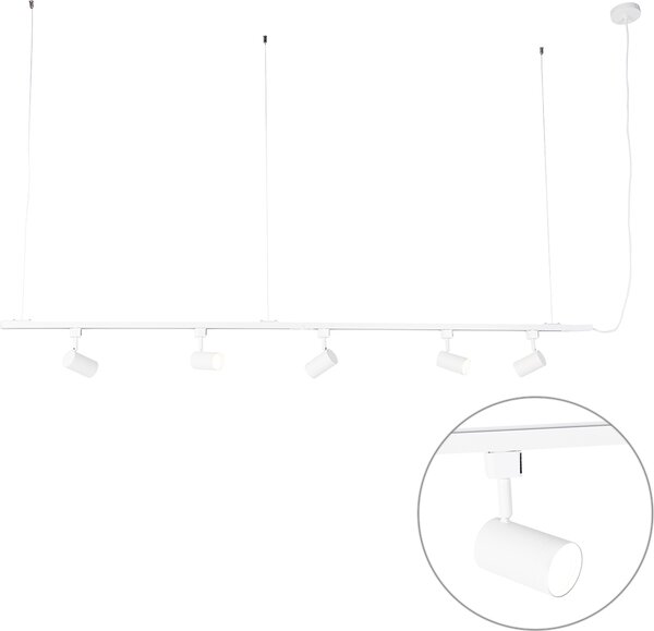 QAZQA - Modern Sistema moderno di binari sospesi I Faretto I Faretto da soffitto I Faretto da incasso I Faretto con 5 luci bianche I Faretto I Faretto da soffitto I Faretto da incasso I Faretto I Lampada I Lampadario - Icon