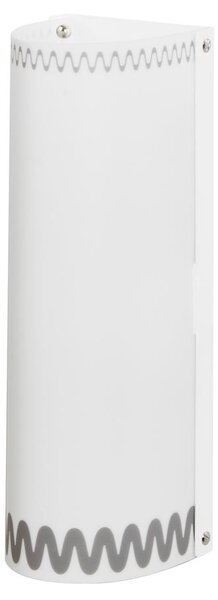 Applique da muro a 2 Luci in polipropilene opalino RICCIONE 10xh29 cm - peso 1,10 kg con paralume decorato texture argento