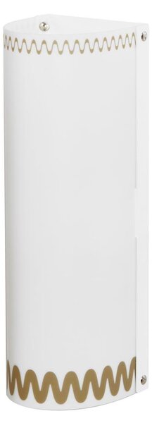 Applique da muro a 2 Luci in polipropilene opalino RICCIONE 10xh29 cm - peso 1,10 kg con paralume decorato texture oro