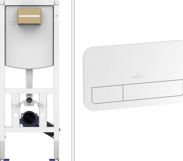 VILLEROY & BOCH Set di elementi a parete per WC, con tecnologia di risciacquo a doppio flusso e placca di comando bianca, incasso, set completo