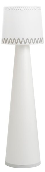 Lampada da terra con paralume conico in PC Lexan decorato RICCIONE diametro 40xh183 cm -peso 7.50 kg decoro argento